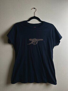 Arsenal FC Rhinestone Cannon Tee Black Womens L XL Y2K Official